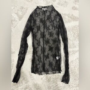 Mesh Black Floral Long Sleeve
